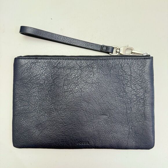 Fossil Women’s Navy Abstract Layered Floral Cowhide Leather Wristlet Boho Garden - Picture 3 of 6